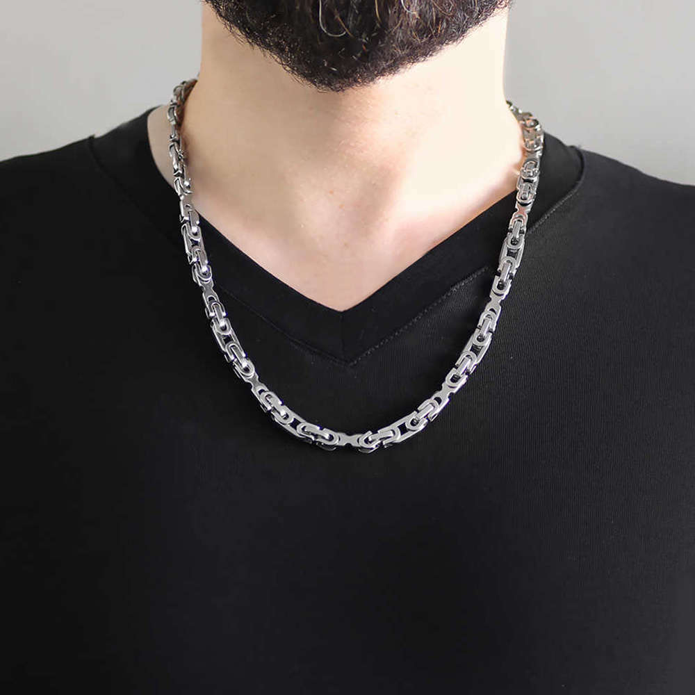 Kilit Örgü Kalın Model 60 cm 317L Çelik Erkek Zincir Kolye - 2