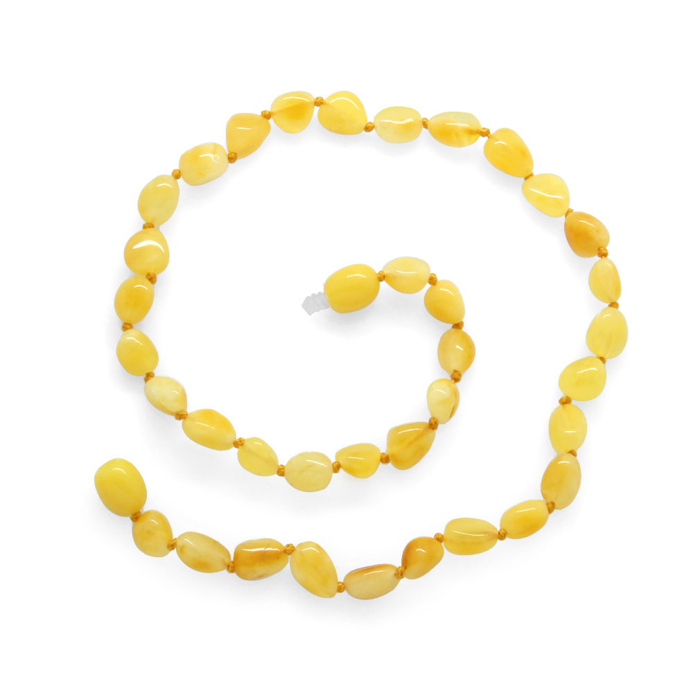 Kınalı Doğal Damla Kehribar Taşlı Bebek Diş Kolyesi - 3