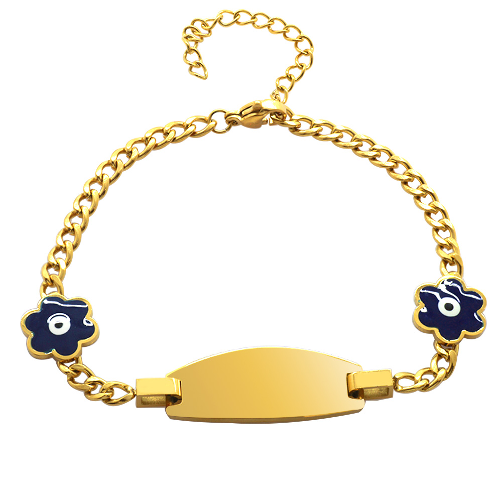 Kır Çiçeği Detaylı Altın Renk Kişiye Özel İsim Yazılı Çelik Kadın Bileklik - 6