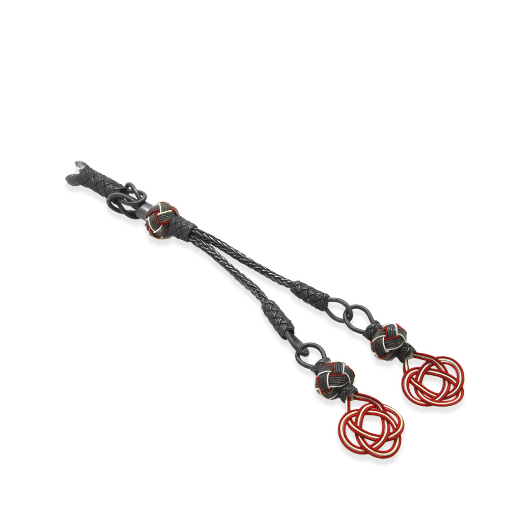 Kırmızı-Beyaz Renk 1000 Ayar Gümüş 2'li Taraftar Kazaz Püskül - 2