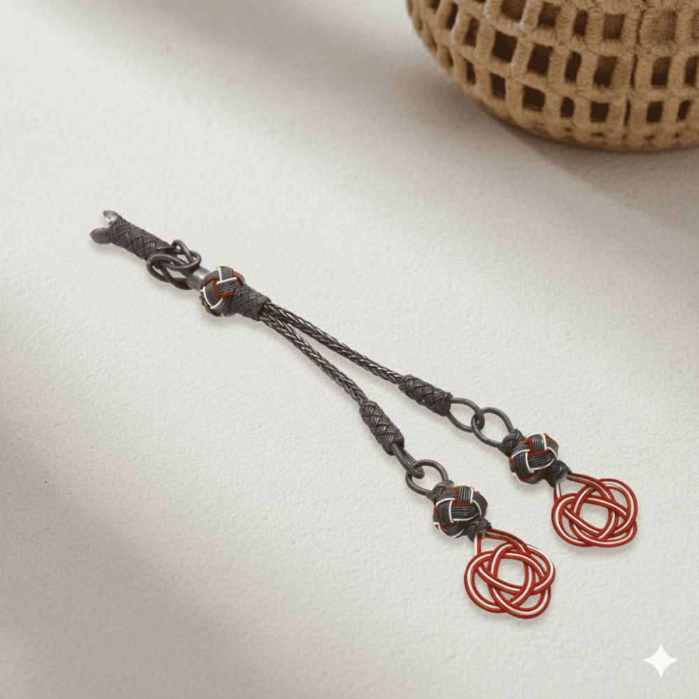 Kırmızı-Beyaz Renk 1000 Ayar Gümüş 2'li Taraftar Kazaz Püskül - 1