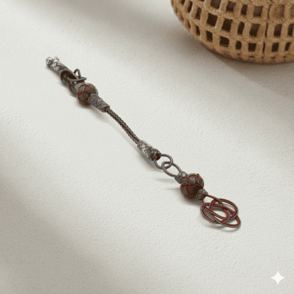 Kırmızı Siyah 1000 Ayar Gümüş Kazaz Püskül - 1