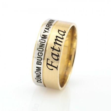 Kişiye Özel İsim ve Mesaj Yazılı 925 Ayar Gümüş Erkek Alyans - Tesbihane