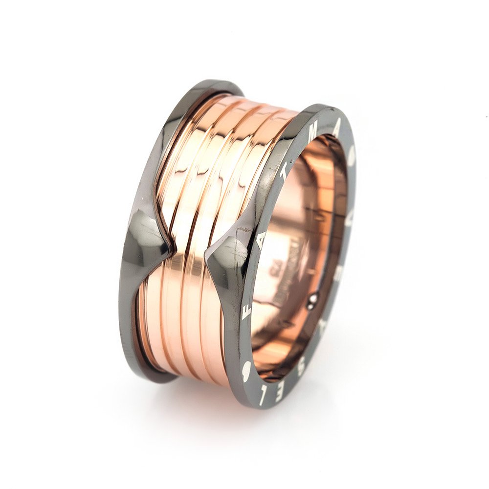 İsim Yazılı Özel Tasarım Rose-Siyah 925 Ayar Gümüş Erkek Alyans - 1