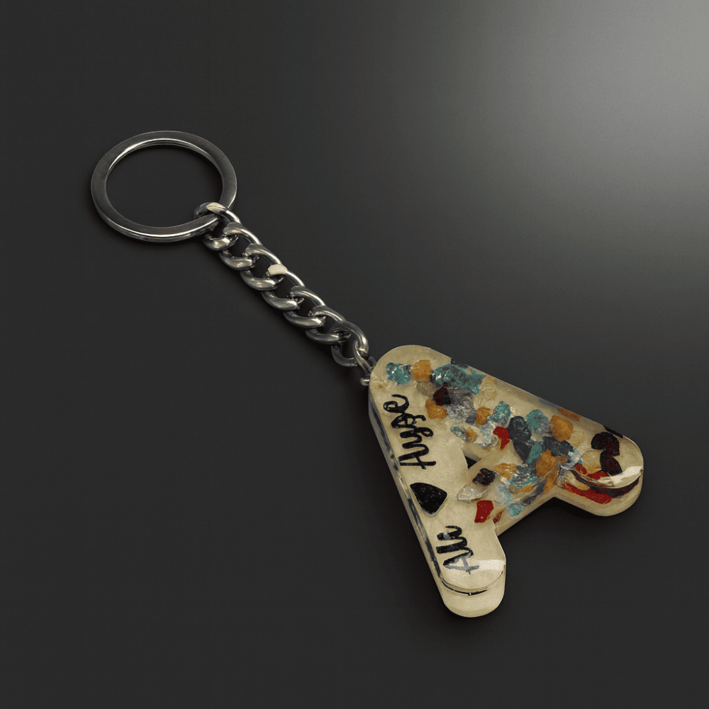 A Harfi - Kişiye Özel - Epoksi Reçine Anahtarlık - El Yapımı - Çelik Tokalı - 2