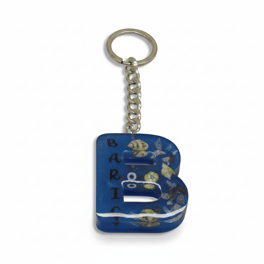 B Harfi - Kişiye Özel - Epoksi Reçine Anahtarlık - El Yapımı - Çelik Tokalı - 4