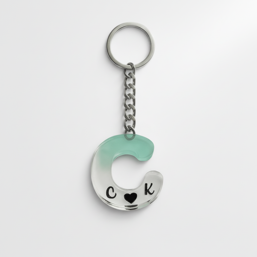 C Harfi - Kişiye Özel - Epoksi Reçine Anahtarlık - El Yapımı - Çelik Tokalı - 4