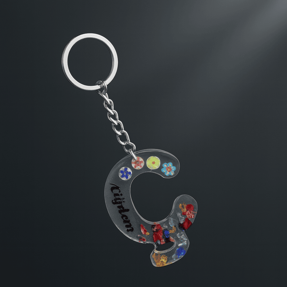 Ç Harfi - Kişiye Özel - Epoksi Reçine Anahtarlık - El Yapımı - Çelik Tokalı - 2