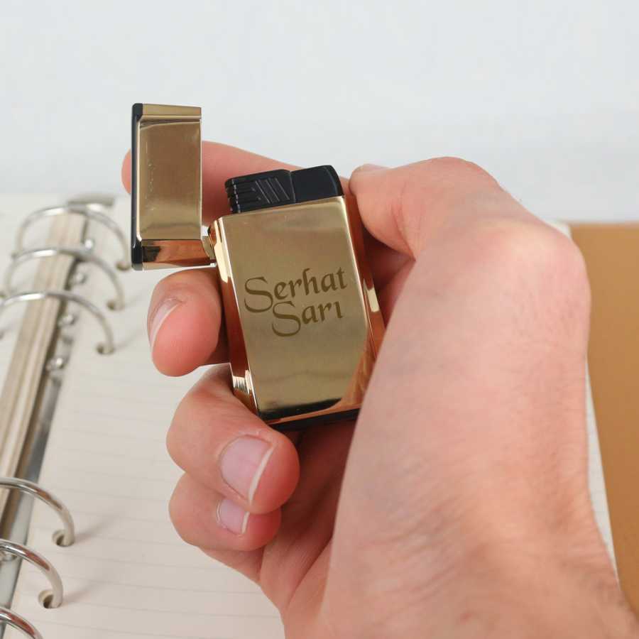 Kişiye Özel Çakmak Gold Renk Izgaralı - 2