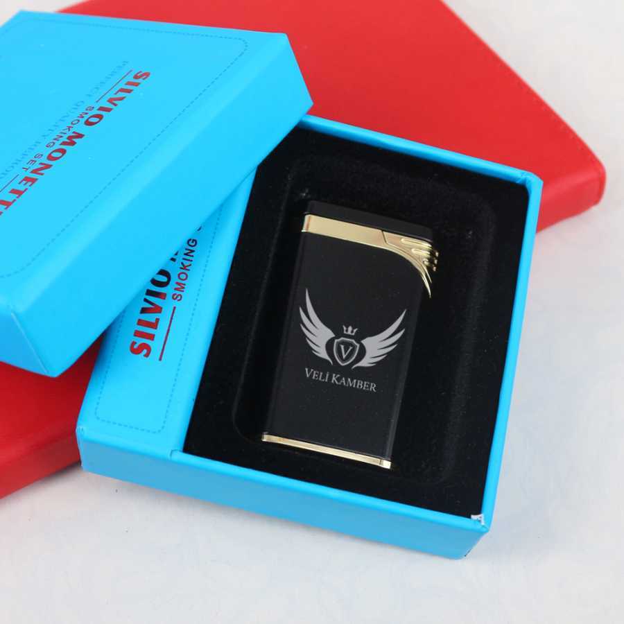 Kişiye Özel Çakmak Pürmüz Alevli Siyah - 1