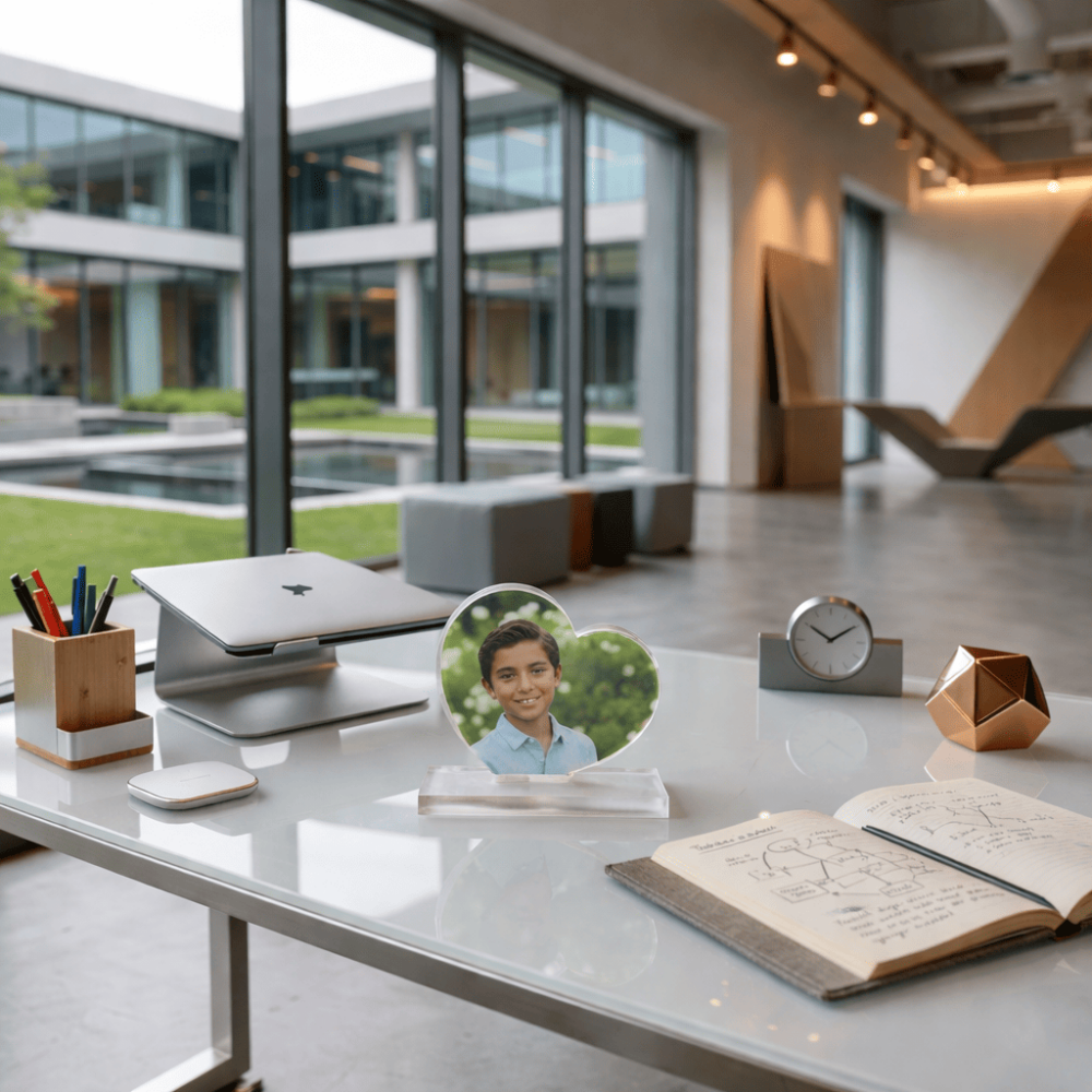 Kişiye Özel Fotoğraflı - Epoksi Reçine Masaüstü Ayaklı Dekor - Kalp Tasarım - Sevdiklerinize Özel - 2