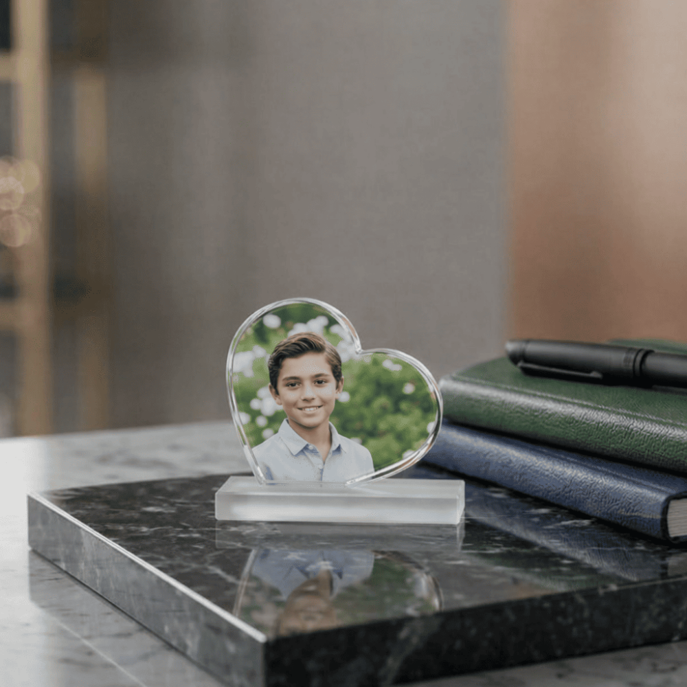 Kişiye Özel Fotoğraflı - Epoksi Reçine Masaüstü Ayaklı Dekor - Kalp Tasarım - Sevdiklerinize Özel - 4