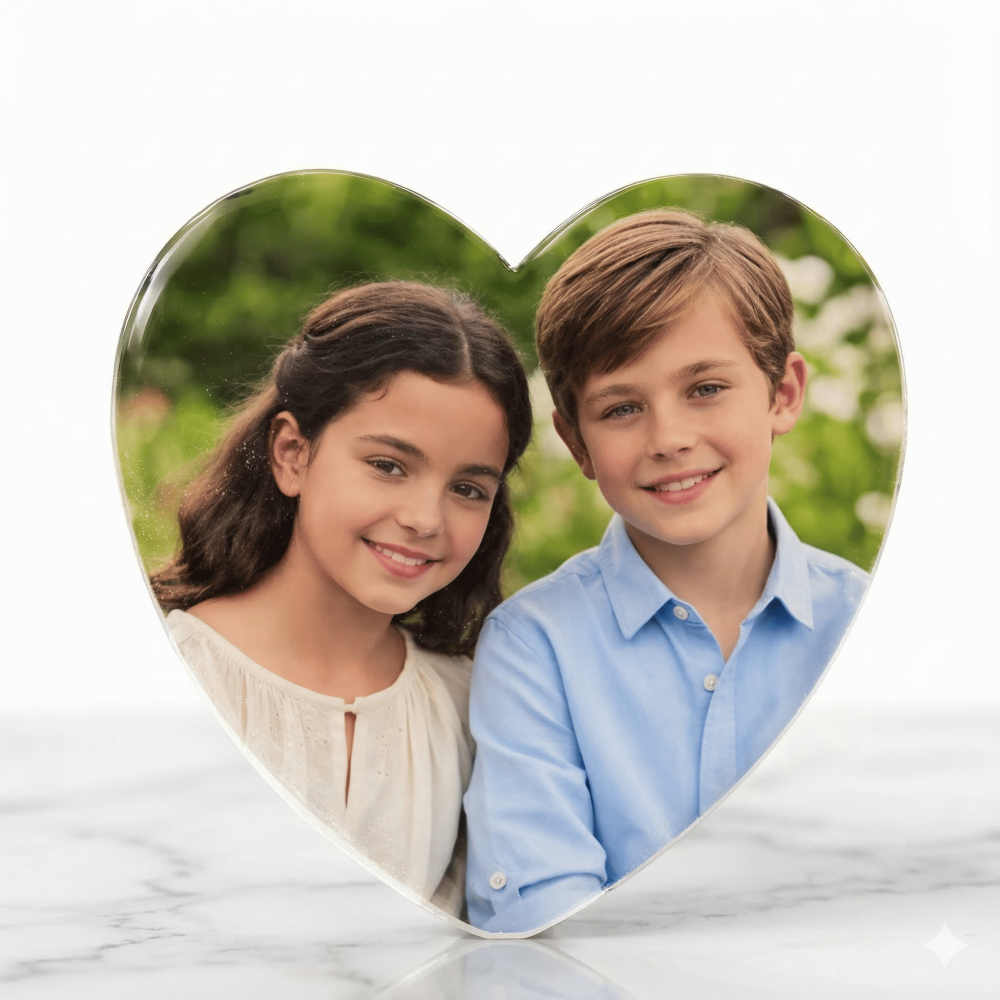 Kişiye Özel Fotoğraflı - Kalp Tasarım - Epoksi Reçine Magnet - Hediyelik Buzdolabı Süsü - 1