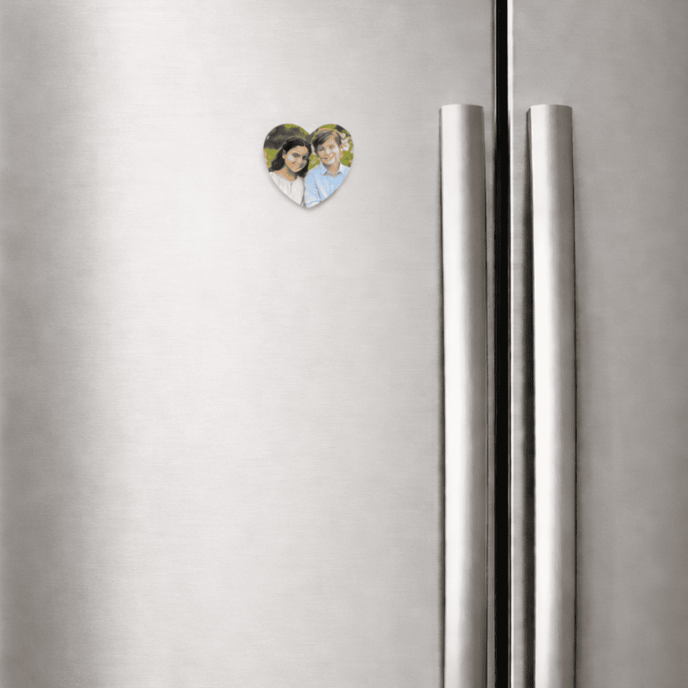 Kişiye Özel Fotoğraflı - Kalp Tasarım - Epoksi Reçine Magnet - Hediyelik Buzdolabı Süsü - 2