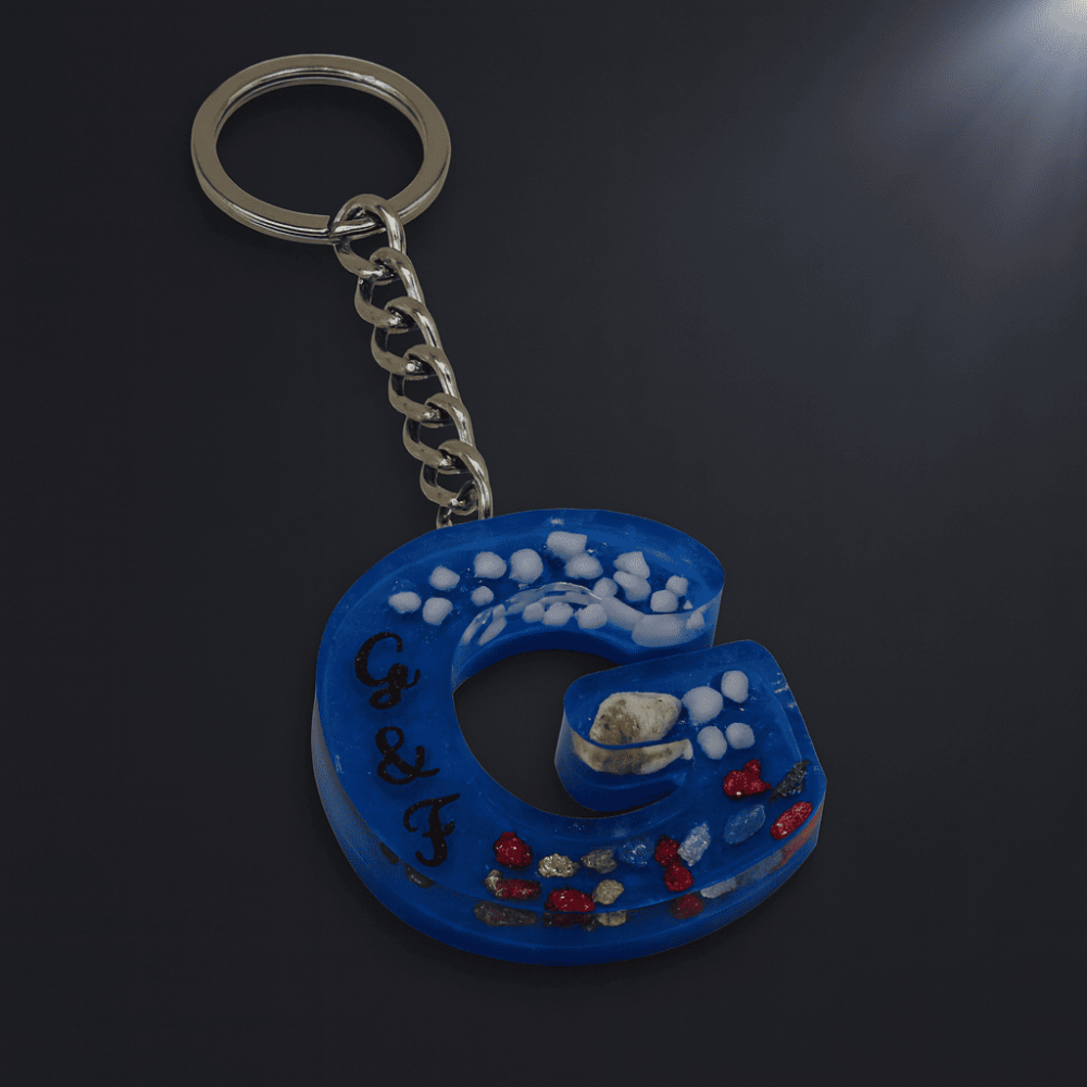 G Harfi - Kişiye Özel - Epoksi Reçine Anahtarlık - El Yapımı - Çelik Tokalı - 3