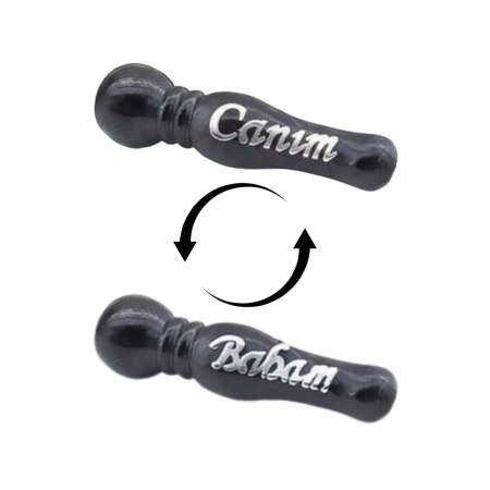 İsme Özel Yazılı Gümüş İşlemeli Erzurum Oltu Taşı İmame - Çift İsim/Kelime - Tesbihane