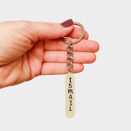 İ Harfi - Kişiye Özel - Epoksi Reçine Anahtarlık - El Yapımı - Çelik Tokalı - Tesbihane