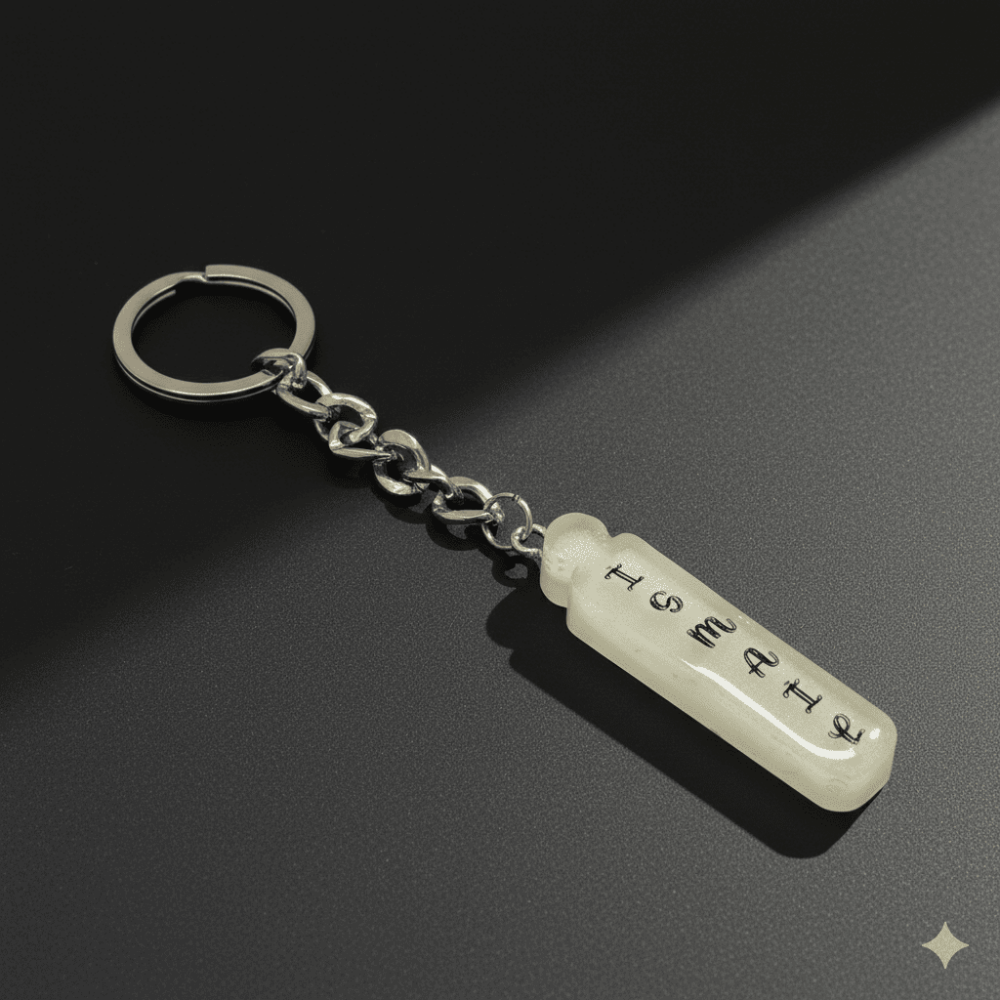 İ Harfi - Kişiye Özel - Epoksi Reçine Anahtarlık - El Yapımı - Çelik Tokalı - 5