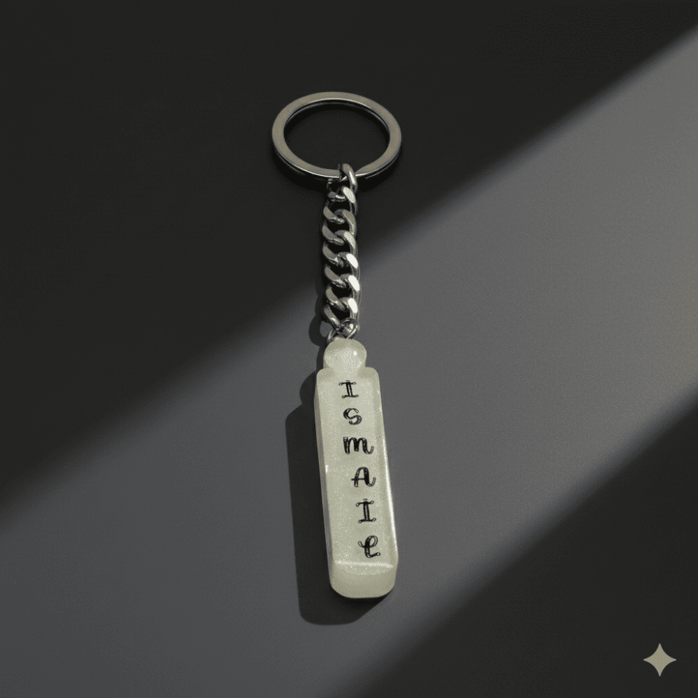 İ Harfi - Kişiye Özel - Epoksi Reçine Anahtarlık - El Yapımı - Çelik Tokalı - 6