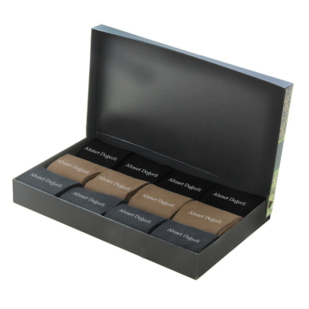 Kişiye Özel İsim Yazılı 12 Li (3 Renk X 4 Adet) Özel Hediye Kutulu Çorap Seti - 5