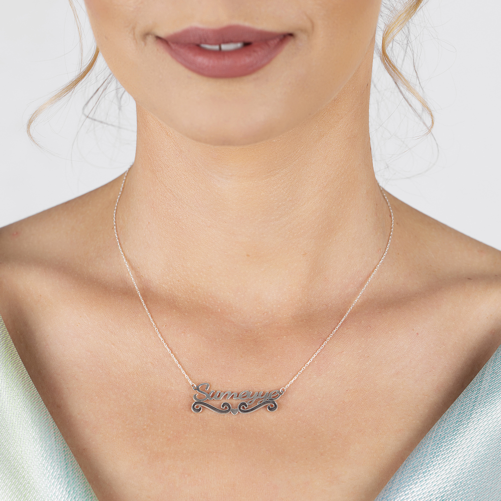 İsme Özel Yazılı 925 Ayar Gümüş Bayan Kolye - 3