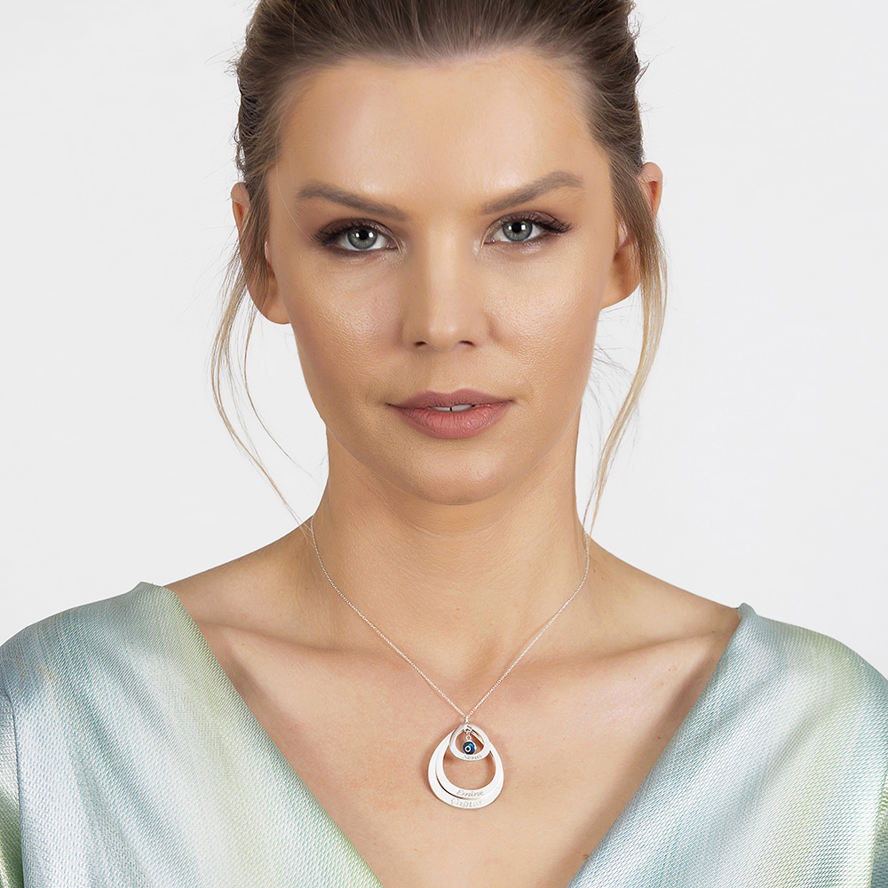 İsme Özel Yazılı 925 Ayar Gümüş Bayan Üç Damla Kolye - 2