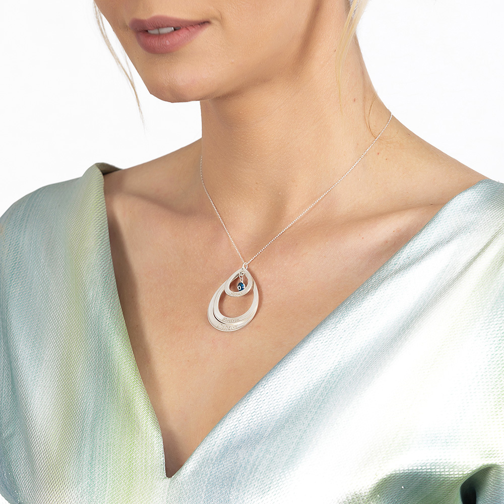 İsme Özel Yazılı 925 Ayar Gümüş Bayan Üç Damla Kolye - 3