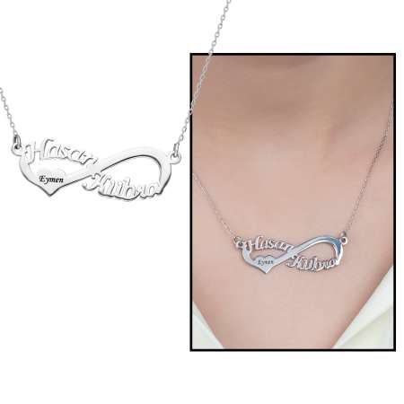 İsme Özel Yazılı 925 Ayar Gümüş Sonsuzluk Kolye - Tesbihane