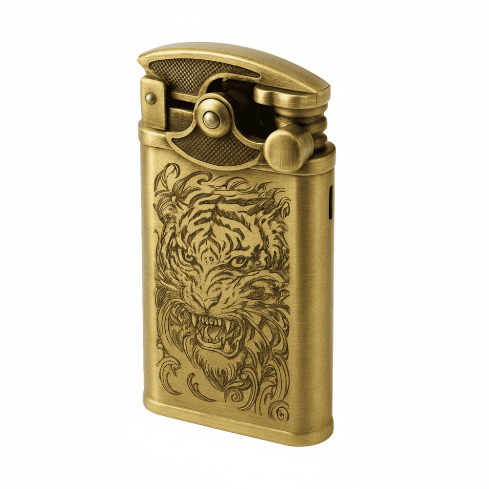 Kişiye Özel Yazılı Aslan Figürlü Eskitme Renk Manyetolu Çakmak - 3