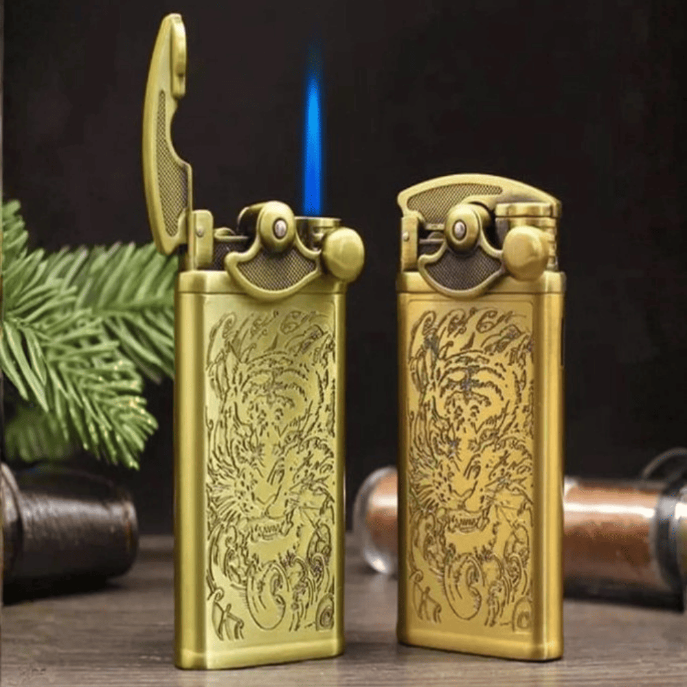 Kişiye Özel Yazılı Aslan Figürlü Eskitme Renk Manyetolu Çakmak - 6