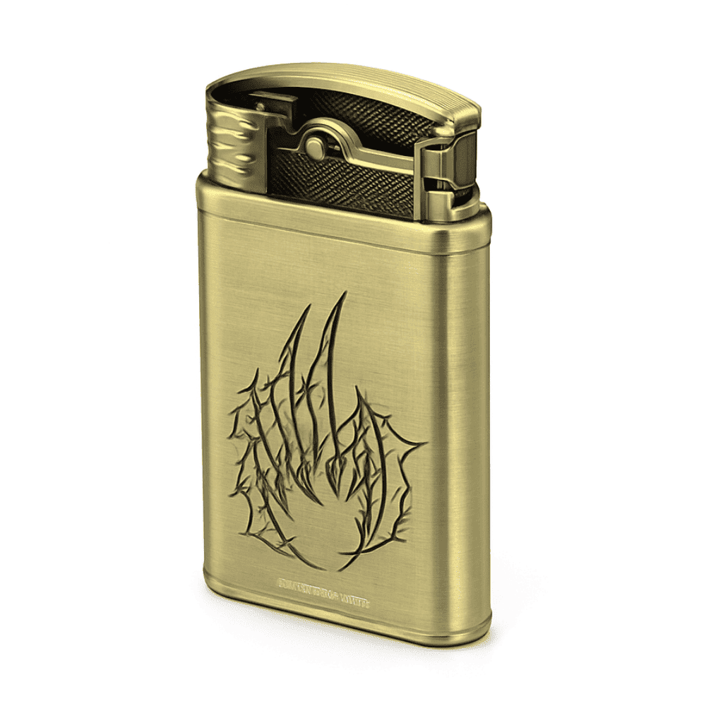 Kişiye Özel Yazılı Aslan Figürlü Eskitme Renk Manyetolu Çakmak - 4