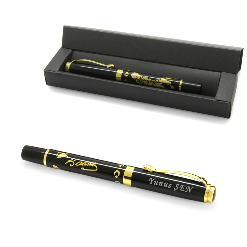 İsme Özel Yazılı Atatürk Silüetli ve İmzalı Roller Tükenmez Kalem - 1