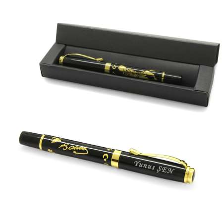 İsme Özel Yazılı Atatürk Silüetli ve İmzalı Roller Tükenmez Kalem - Tesbihane