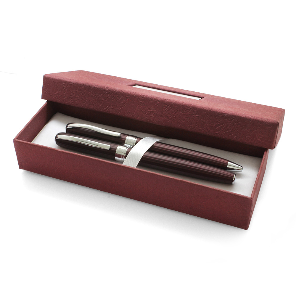 İsme Özel Yazılı Bordo Renk Roller Tükenmez Kalem Seti - 3