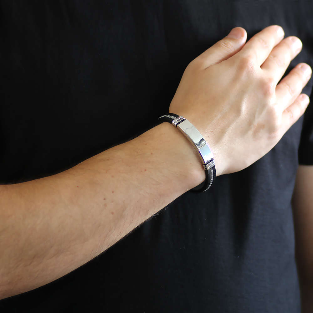 İsme Özel Yazılı Çelik Deri Bileklik - M3 - 2