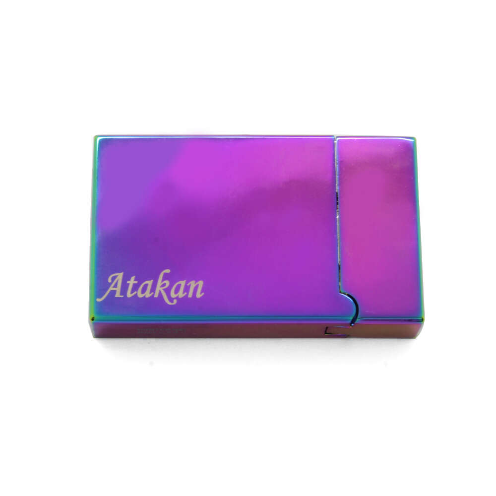 Kişiye Özel İsim Yazılı Dupont Tasarım Multicolor Hediye Kutulu Taşlı Metal Çakmak - 3