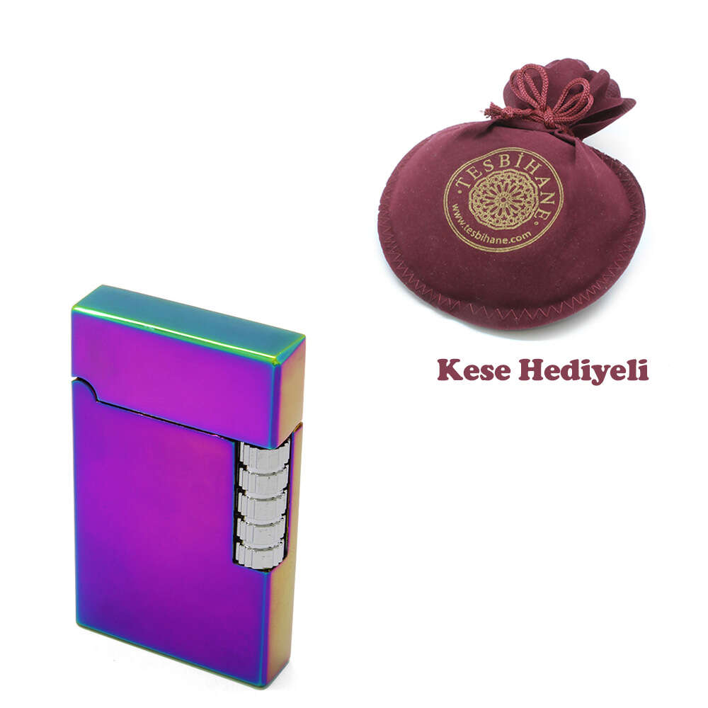 Kişiye Özel İsim Yazılı Dupont Tasarım Multicolor Hediye Kutulu Taşlı Metal Çakmak - 4