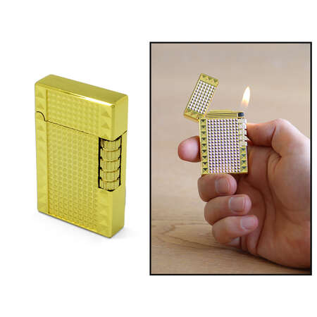 Kişiye Özel İsim Yazılı Dupont Tasarım Zenit Mekanizmalı Sarı Renk Taşlı Metal Çakmak - Tesbihane