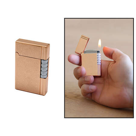 İsme Özel Yazılı Dupont Tasarım Zenit Mekanizmalı Üzeri İşlemeli Rose Renk Taşlı Metal Çakmak - Tesbihane