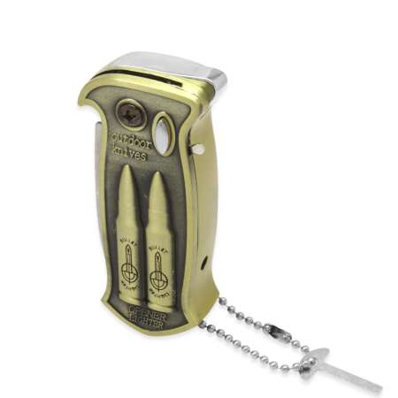 Kişiye Özel Yazılı Emniyet Mekanizmalı Eskitme Renk Uçak Savar Mermisi Temalı Manyetolu Kamp Çakmağı - Tesbihane