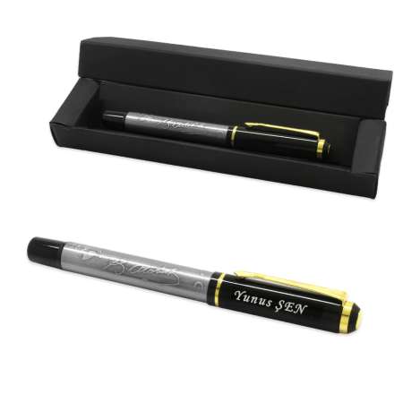 İsme Özel Yazılı Eskitme Renk Atatürk Silüetli ve İmzalı Roller Tükenmez Kalem - Tesbihane