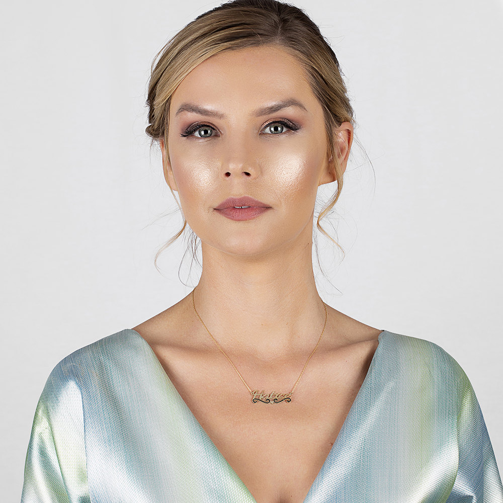 İsme Özel Yazılı Altın Renk 925 Ayar Gümüş Bayan Kolye - 2