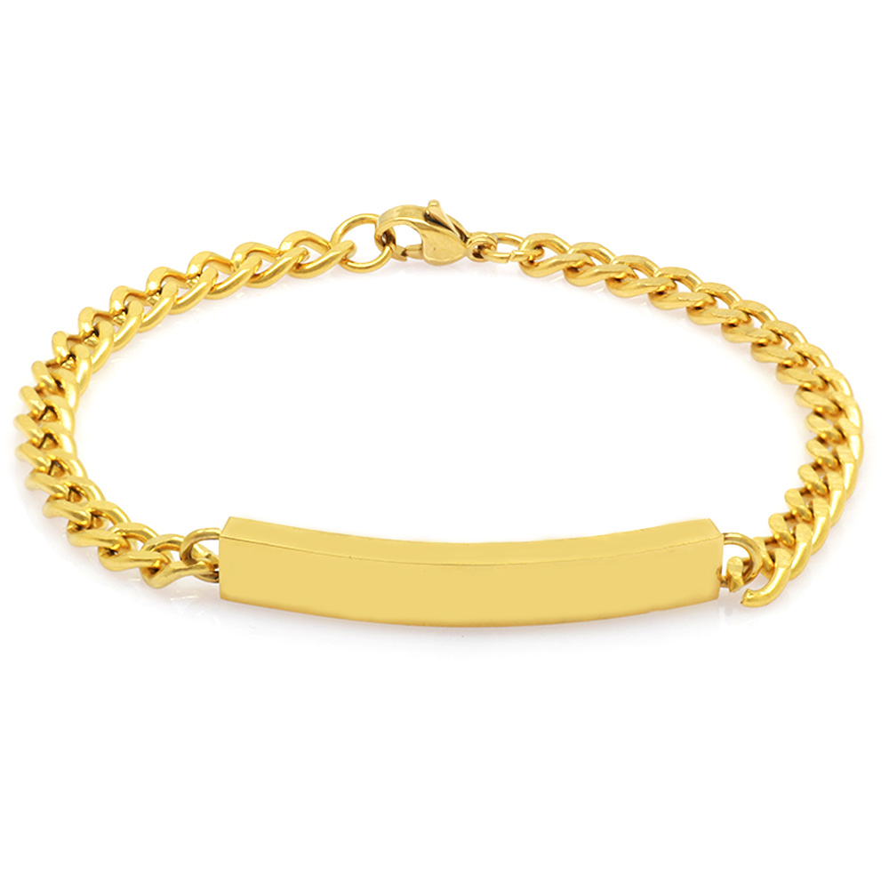 Kişiye Özel İsim Yazılı Altın Renk Çelik Erkek Gurmet Bileklik - 4