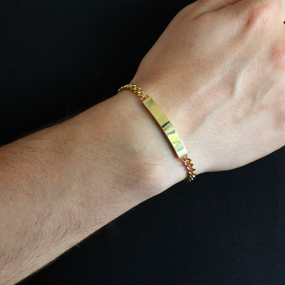 Kişiye Özel İsim Yazılı Altın Renk Çelik Erkek Gurmet Bileklik - 2