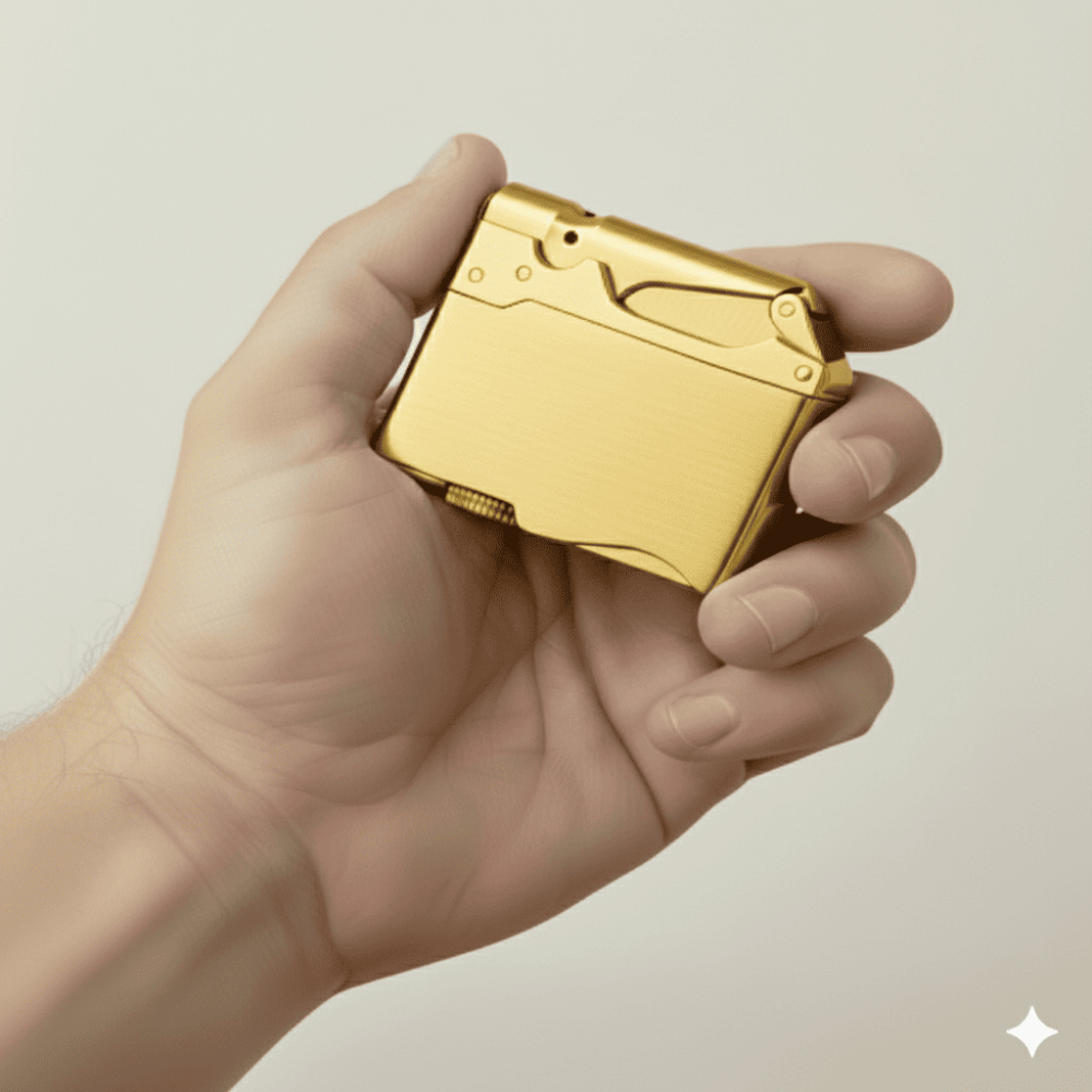 Kişiye Özel Yazılı Altın Renk Hediye Kutulu İbola Model Manyetolu Çakmak - 2