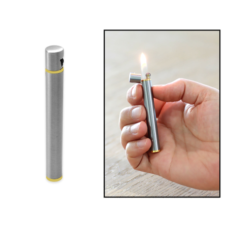 İsme Özel Yazılı Gümüş Renk Kalem Model Taşlı Çakmak - Tesbihane