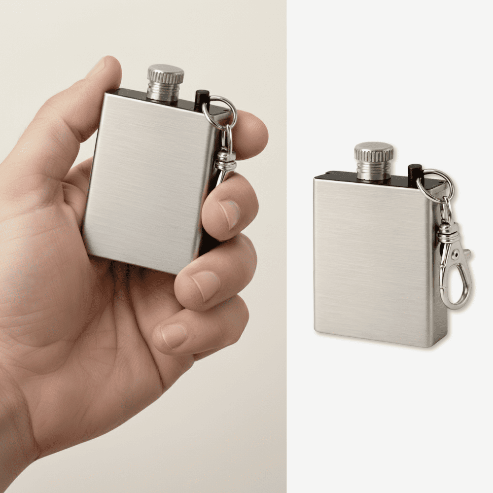 İsme Özel Yazılı Gümüş Renk Metal Çakmak Tasarım Kibrit Anahtarlık - 1