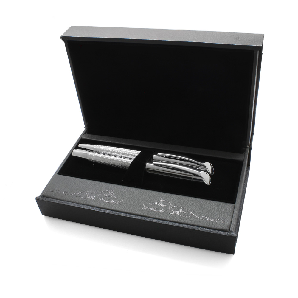 İsme Özel Yazılı Gümüş Renk Şık Kutulu Roller Tükenmez Kalem Seti - 3