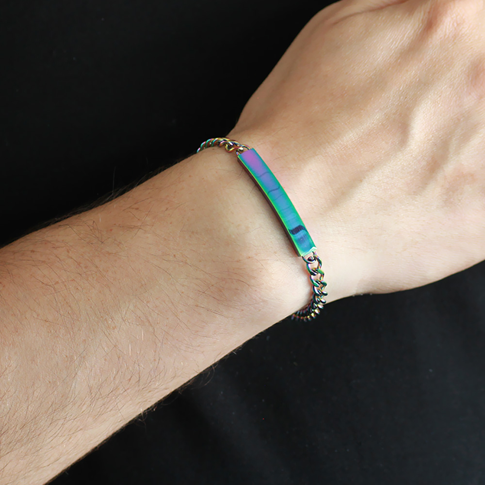 İsme Özel Yazılı Buz Mavi Çelik Erkek Gurmet Bileklik - 2