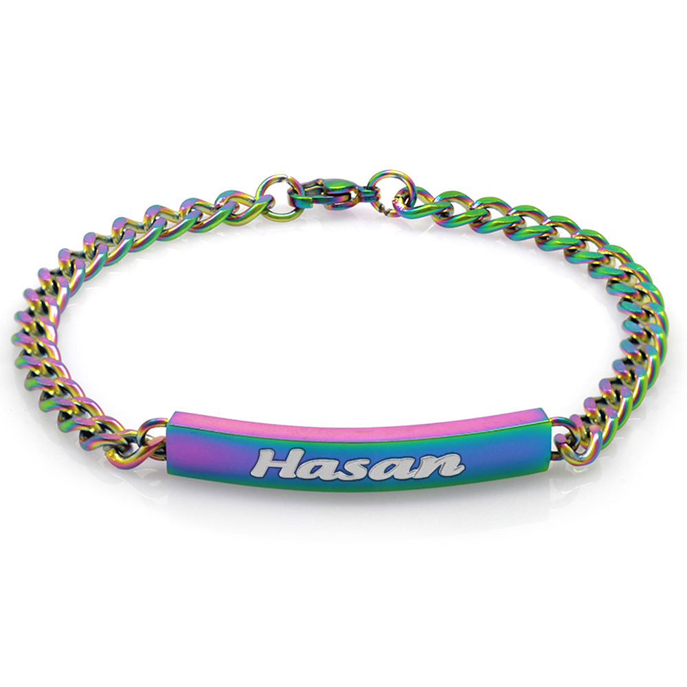 İsme Özel Yazılı Buz Mavi Çelik Erkek Gurmet Bileklik - 3